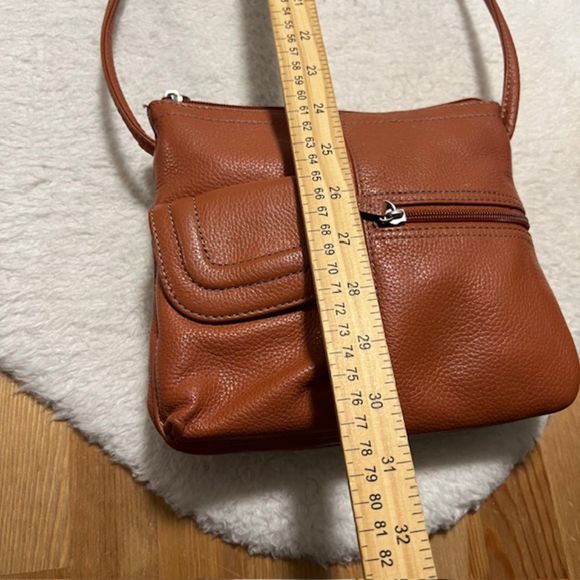 Tignanello Orange Brown Gen Leather Crossbody Bag - Picture 12 of 14